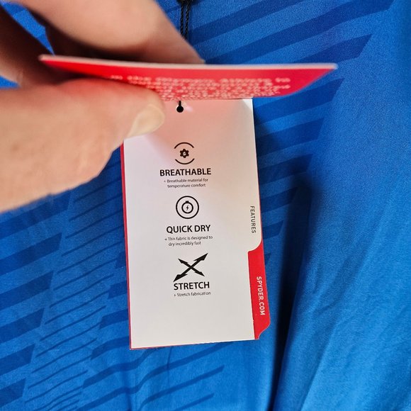 NWT Spyder Men's Printed Side Zip Pocket Performance Tee, Blue, Sz Medium - Picture 2 of 11